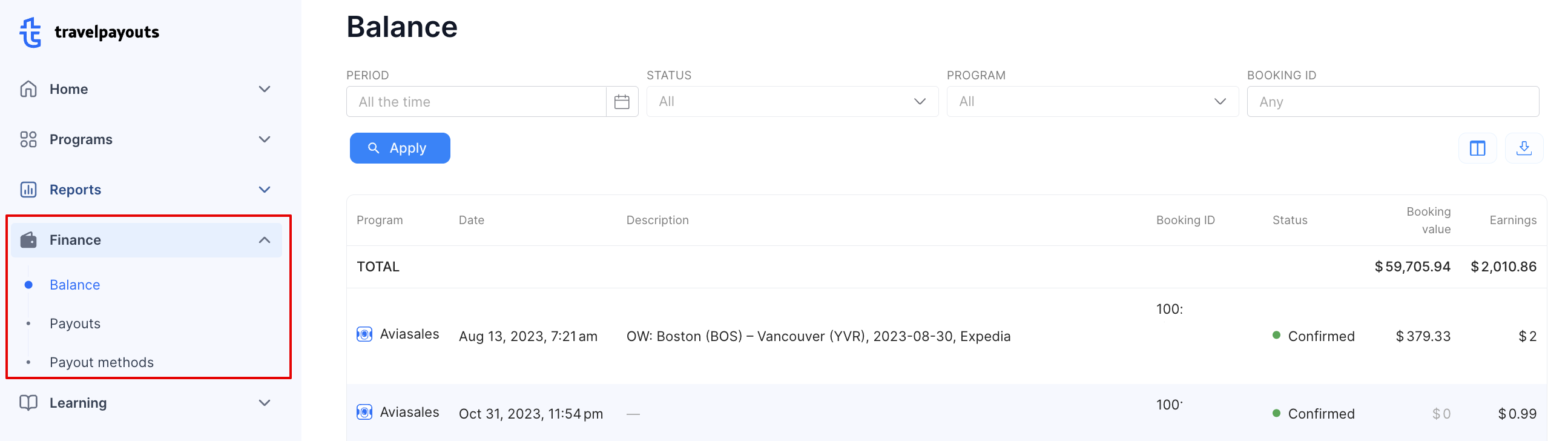 Finance Section Explained Travelpayouts Help Center