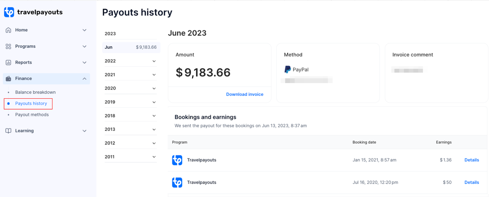 Payouts report – Travelpayouts Help Center
