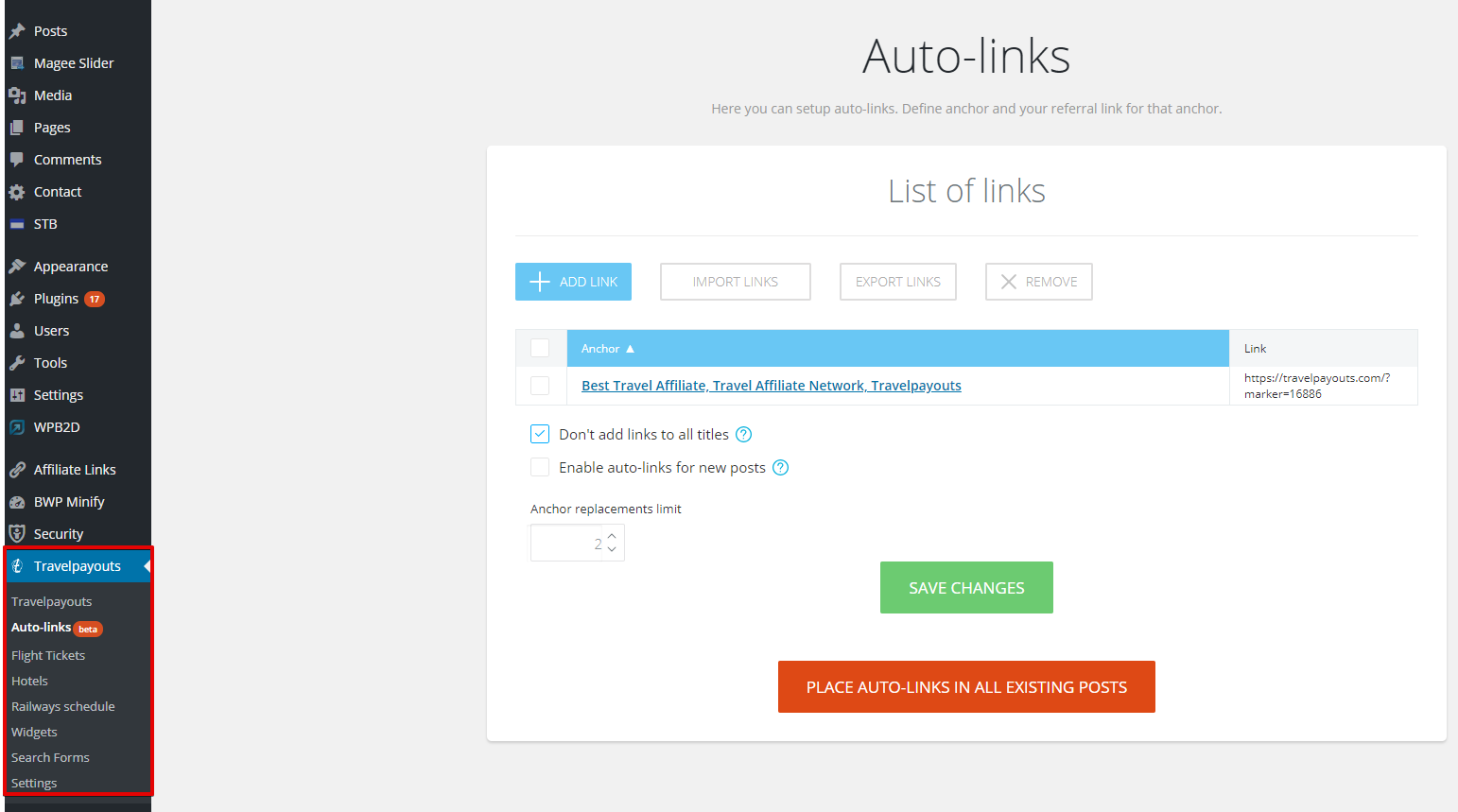 posts - How to use Add link pop up for a WordPress widget