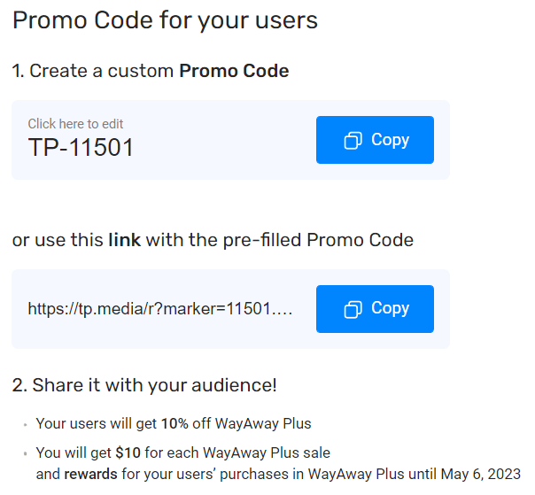 WayAway Plus Promo Code Travelpayouts Help Center